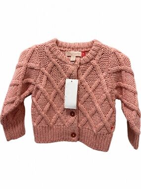 Pink Chicken Dusky Pink Cable Knit Kids Cardigan